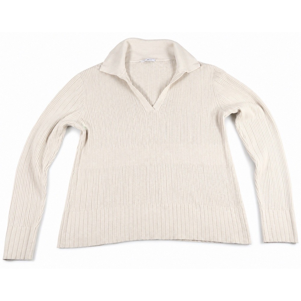 Vila Milano‎ Women's L Boxy Knit Henley Sweater Color: Cream